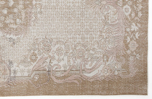 Beige Over Dyed Vintage Rug 6'3'' x 10'7'' ft 191 x 323 cm
