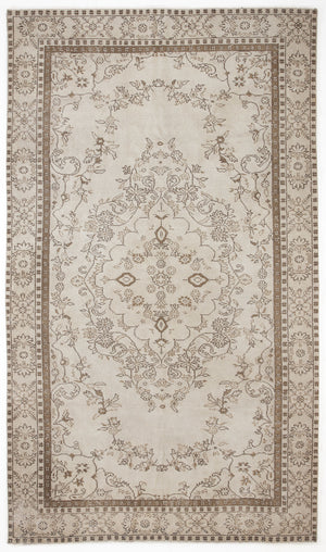 Beige Over Dyed Vintage Rug 5'10'' x 9'9'' ft 177 x 298 cm
