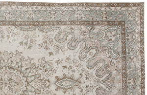 Beige Over Dyed Vintage Rug 5'8'' x 10'4'' ft 172 x 315 cm