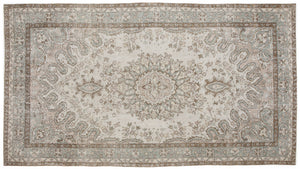 Beige Over Dyed Vintage Rug 5'8'' x 10'4'' ft 172 x 315 cm