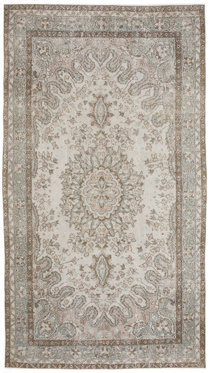 Beige Over Dyed Vintage Rug 5'8'' x 10'4'' ft 172 x 315 cm
