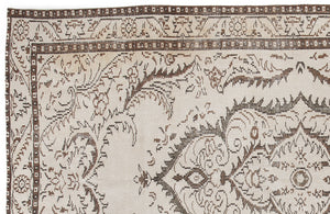 Beige Over Dyed Vintage Rug 5'7'' x 9'4'' ft 170 x 285 cm