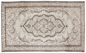 Beige Over Dyed Vintage Rug 5'7'' x 9'4'' ft 170 x 285 cm