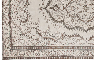 Beige Over Dyed Vintage Rug 5'7'' x 9'4'' ft 170 x 285 cm