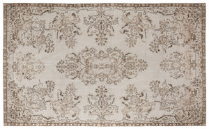 Beige Over Dyed Vintage Rug 5'9'' x 9'5'' ft 175 x 288 cm