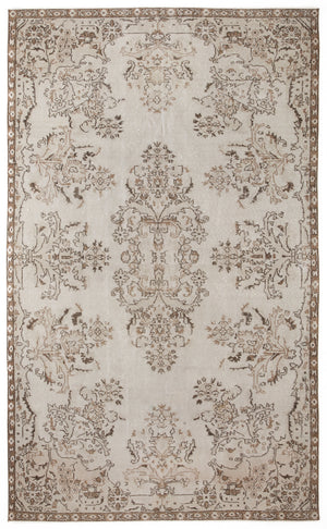 Beige Over Dyed Vintage Rug 5'9'' x 9'5'' ft 175 x 288 cm