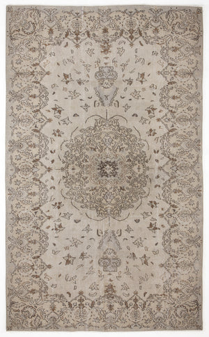 Beige Over Dyed Vintage Rug 5'10'' x 9'7'' ft 177 x 291 cm