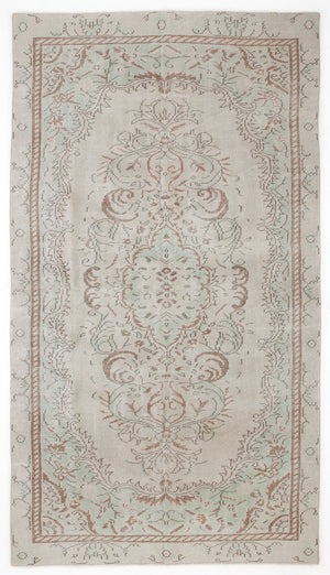 Beige Over Dyed Vintage Rug 5'2'' x 9'5'' ft 158 x 286 cm