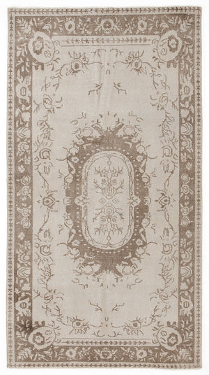 Beige Over Dyed Vintage Rug 3'9'' x 7'1'' ft 115 x 215 cm