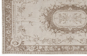 Beige Over Dyed Vintage Rug 3'9'' x 7'1'' ft 115 x 215 cm