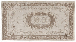 Beige Over Dyed Vintage Rug 3'9'' x 7'1'' ft 115 x 215 cm