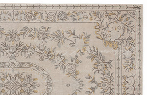 Beige Over Dyed Vintage Rug 5'9'' x 9'5'' ft 175 x 286 cm