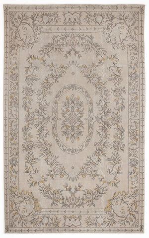 Beige Over Dyed Vintage Rug 5'9'' x 9'5'' ft 175 x 286 cm