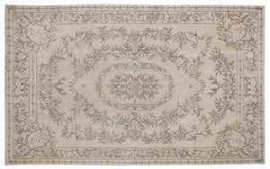 Beige Over Dyed Vintage Rug 5'9'' x 9'5'' ft 175 x 286 cm