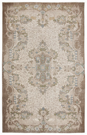 Beige Over Dyed Vintage Rug 5'11'' x 9'4'' ft 180 x 285 cm