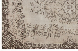 Beige Over Dyed Vintage Rug 5'7'' x 9'2'' ft 171 x 280 cm
