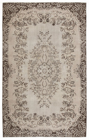 Beige Over Dyed Vintage Rug 5'7'' x 9'2'' ft 171 x 280 cm