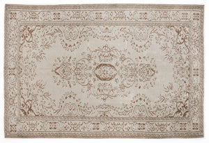 Beige Over Dyed Vintage Rug 5'9'' x 8'8'' ft 176 x 263 cm