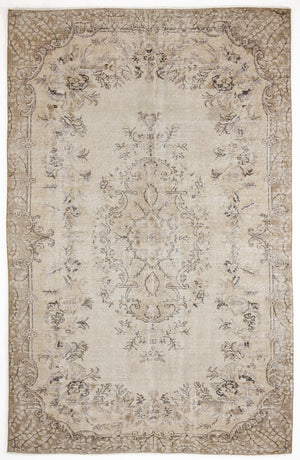 Beige Over Dyed Vintage Rug 6'2'' x 9'9'' ft 187 x 297 cm