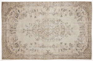 Beige Over Dyed Vintage Rug 6'2'' x 9'9'' ft 187 x 297 cm