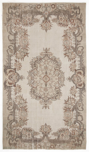 Beige Over Dyed Vintage Rug 5'7'' x 9'10'' ft 170 x 300 cm