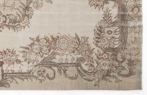 Beige Over Dyed Vintage Rug 5'7'' x 9'10'' ft 170 x 300 cm