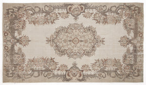 Beige Over Dyed Vintage Rug 5'7'' x 9'10'' ft 170 x 300 cm