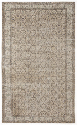 Beige Over Dyed Vintage Rug 5'7'' x 9'3'' ft 170 x 281 cm