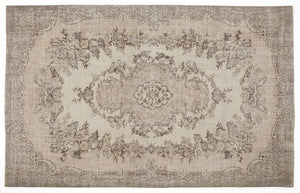 Beige Over Dyed Vintage Rug 5'8'' x 9'2'' ft 173 x 279 cm