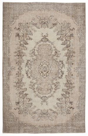 Beige Over Dyed Vintage Rug 5'8'' x 9'2'' ft 173 x 279 cm