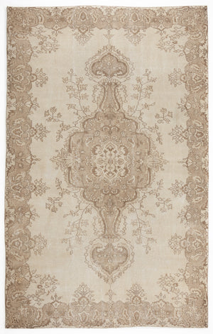 Beige Over Dyed Vintage Rug 5'5'' x 8'10'' ft 165 x 270 cm