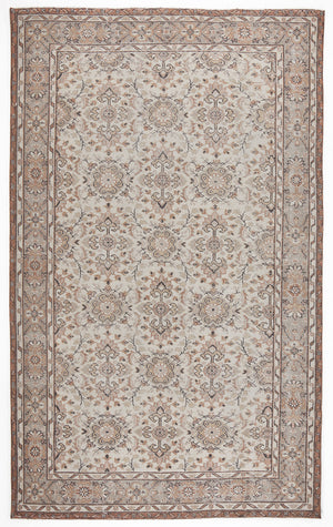 Beige Over Dyed Vintage Rug 5'7'' x 9'3'' ft 170 x 283 cm