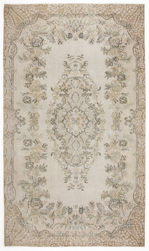 Beige Over Dyed Vintage Rug 5'4'' x 9'3'' ft 163 x 283 cm
