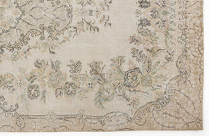 Beige Over Dyed Vintage Rug 5'4'' x 9'3'' ft 163 x 283 cm