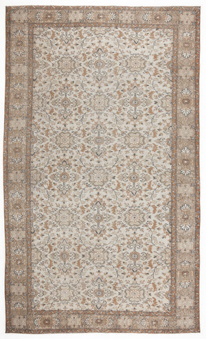 Beige Over Dyed Vintage Rug 5'5'' x 9'1'' ft 164 x 277 cm