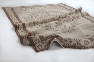 Beige Over Dyed Vintage Rug 5'1'' x 8'7'' ft 155 x 262 cm