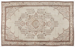 Beige Over Dyed Vintage Rug 5'1'' x 8'7'' ft 155 x 262 cm
