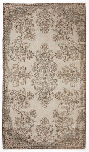 Beige Over Dyed Vintage Rug 5'5'' x 9'6'' ft 165 x 290 cm
