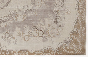 Beige Over Dyed Vintage Rug 5'5'' x 9'1'' ft 165 x 277 cm