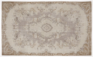 Beige Over Dyed Vintage Rug 5'5'' x 9'1'' ft 165 x 277 cm