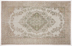 Beige Over Dyed Vintage Rug 5'12'' x 9'5'' ft 182 x 287 cm