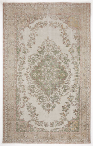 Beige Over Dyed Vintage Rug 5'12'' x 9'5'' ft 182 x 287 cm
