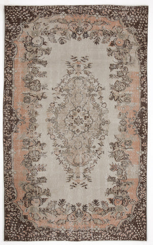 Beige Over Dyed Vintage Rug 5'7'' x 9'1'' ft 170 x 276 cm