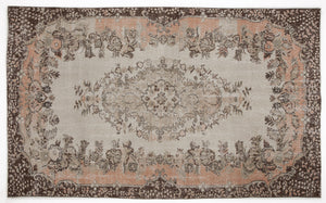 Beige Over Dyed Vintage Rug 5'7'' x 9'1'' ft 170 x 276 cm