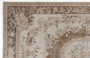 Beige Over Dyed Vintage Rug 5'7'' x 9'4'' ft 170 x 284 cm