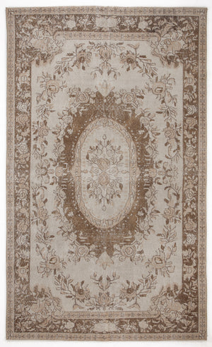 Beige Over Dyed Vintage Rug 5'7'' x 9'4'' ft 170 x 284 cm