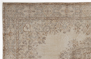Beige Over Dyed Vintage Rug 5'8'' x 9'3'' ft 172 x 283 cm