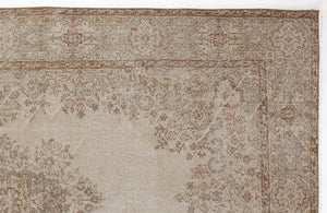 Beige Over Dyed Vintage Rug 5'8'' x 9'3'' ft 172 x 283 cm