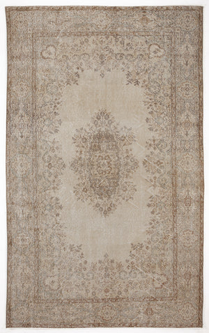 Beige Over Dyed Vintage Rug 5'8'' x 9'3'' ft 172 x 283 cm