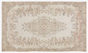Beige Over Dyed Vintage Rug 5'8'' x 9'9'' ft 173 x 298 cm